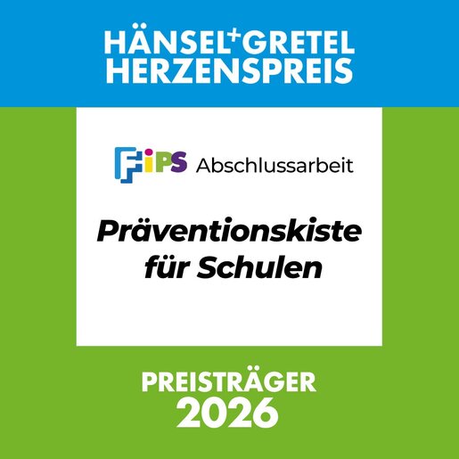 Grafik mit Text "Präventionskiste für Schulen - Preisträger 2026" in einem weißen Kasten auf grünem Hintergrund. 