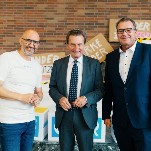 Braun, Öttinger, Stürmer beim Baustellenfest des Forum K